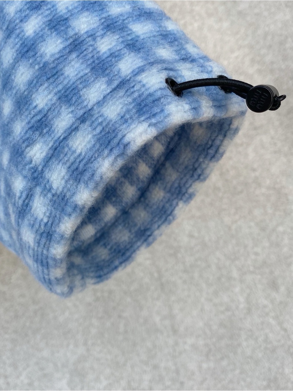 NWOT Miu Miu Blue Gingham Fleece Jacket, Size M - Picture 11 of 15
